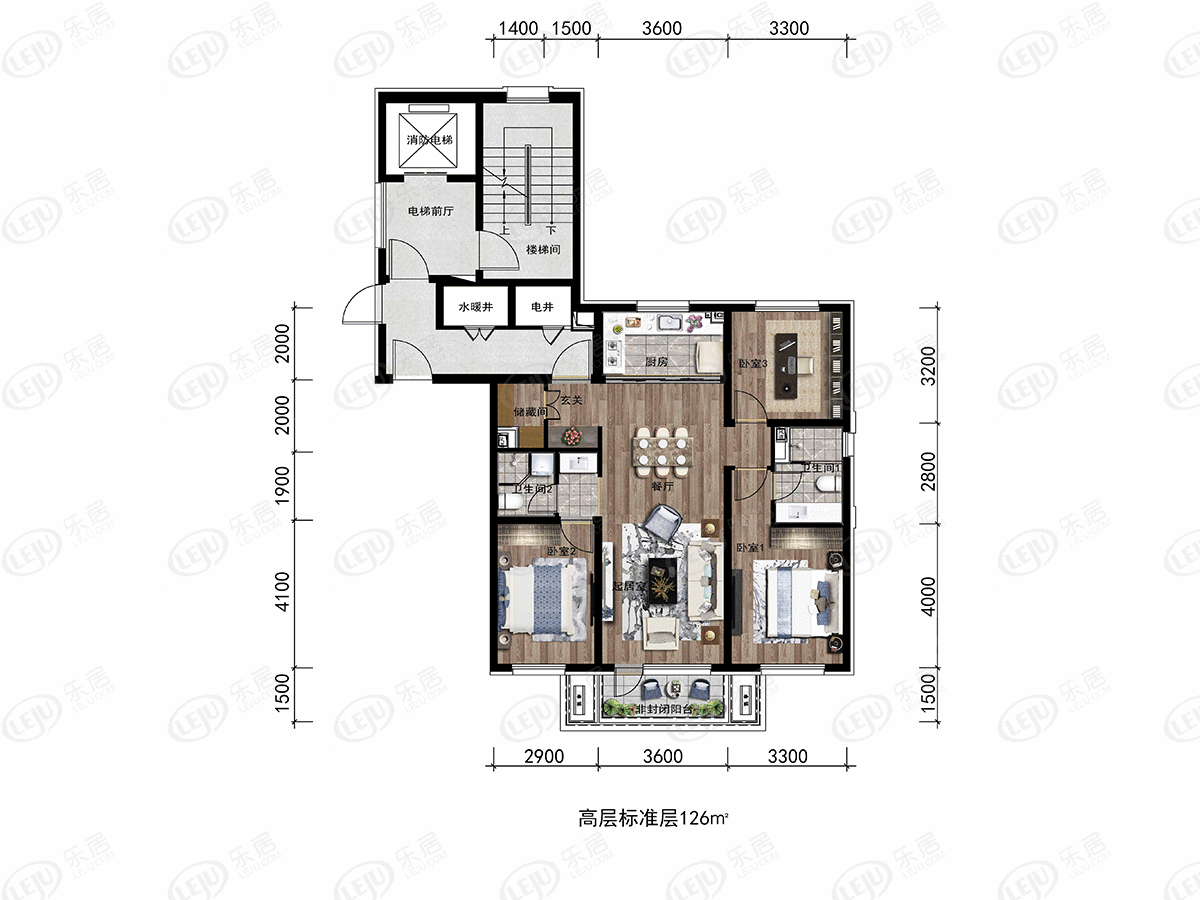 万科城·如园105平米户型图户型图