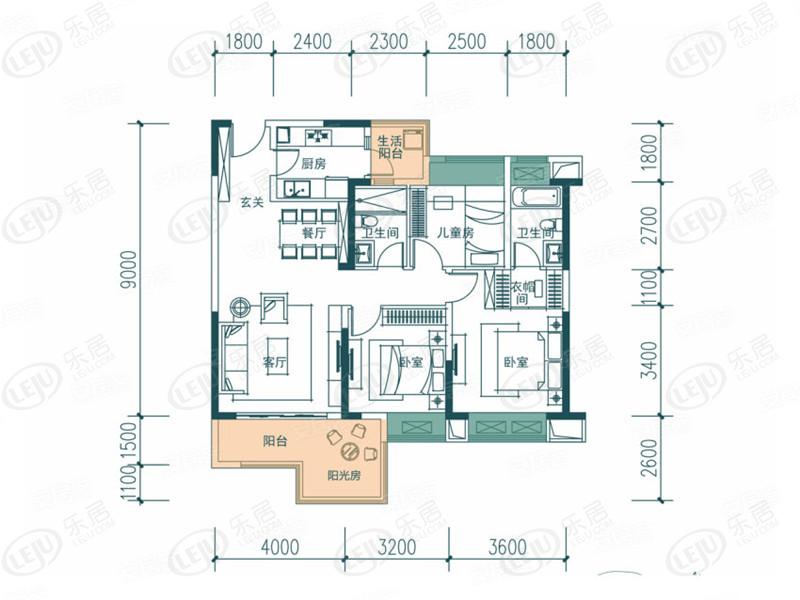 蓝光观岭国际社区翡翠湾c1户型户型图