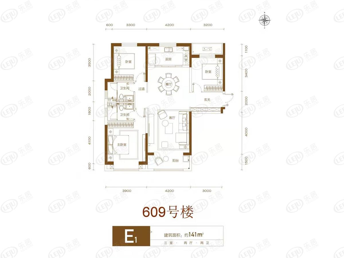 唐城壹零壹3室2厅2卫户型图 - 唐山乐居