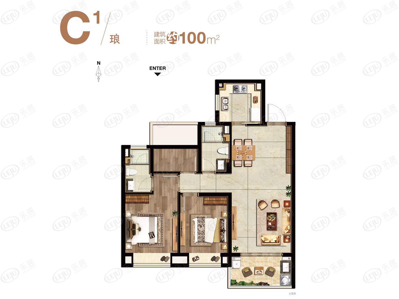 五矿澜悦栖原c1户型户型图