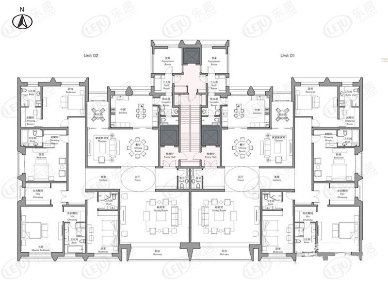 古北壹号15号楼标准层户型平面图
