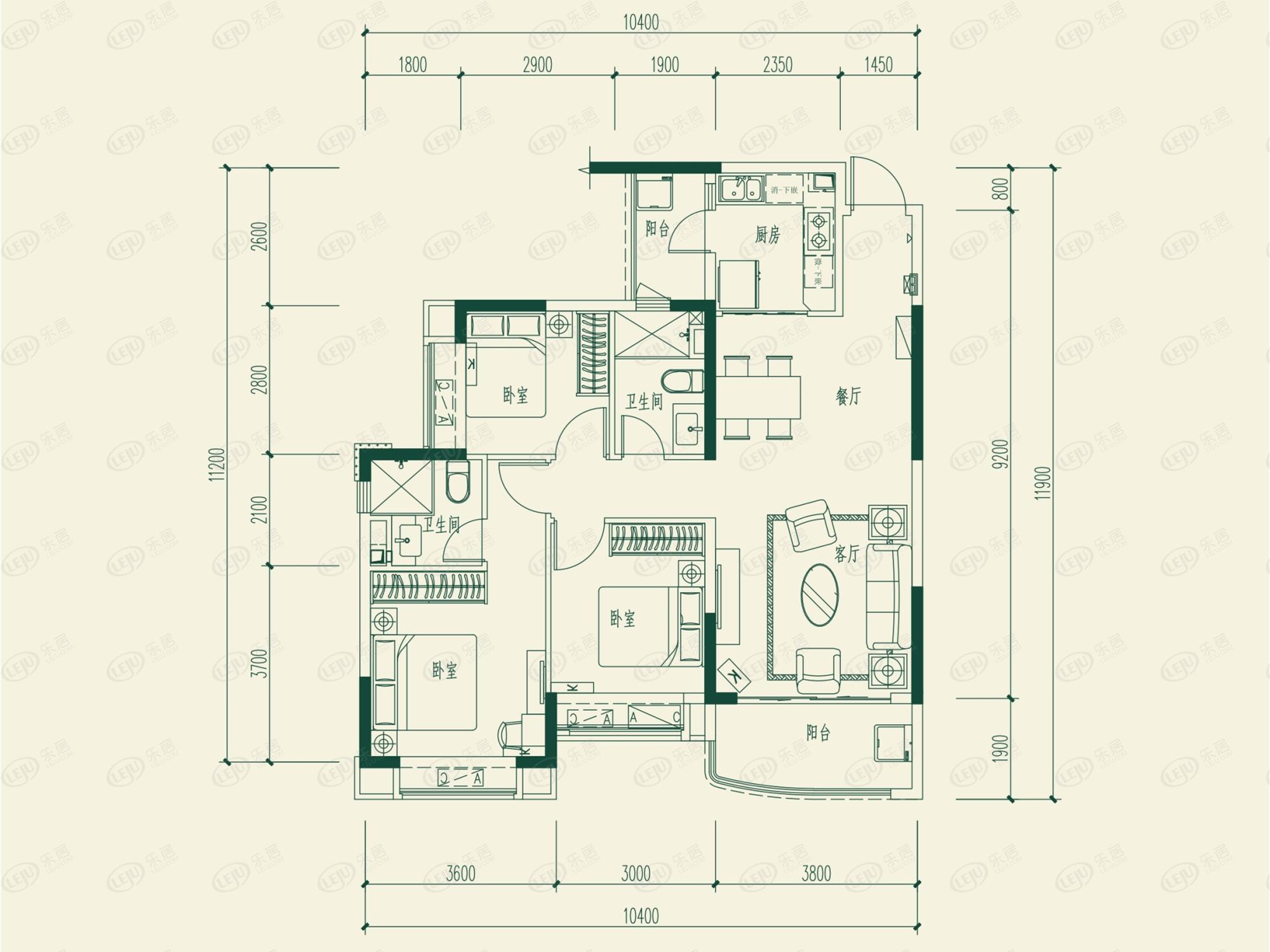 恒大翡翠湾b户型户型图