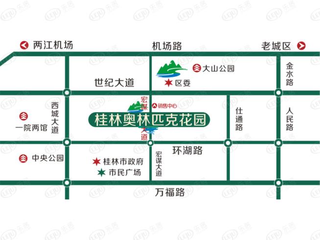 桂林奥林匹克花园位置交通图