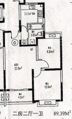 城市丽园房型: 二房;  面积段: 89.39 －117.48 平方米;户型图