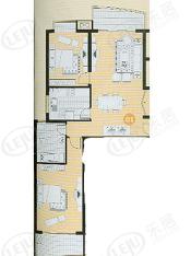 凯旋豪庭房型: 二房;  面积段: 104 －112 平方米;
户型图
