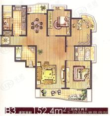 虹桥乐庭四期房型: 三房;  面积段: 150 －160 平方米;户型图