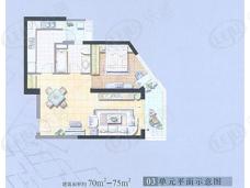 世纪豪庭三期房型: 一房;  面积段: 70 －74 平方米;
户型图