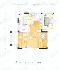 绿汀雅境房型: 二房;  面积段: 90 －93 平方米;户型图
