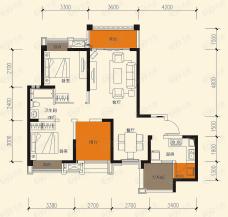 合能四季康城2011年1月在售2期10栋 B1型 约88平米 2室2厅1卫户型图