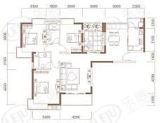 华润置地凤凰城房型: 三房;  面积段: 103 －134 平方米;户型图