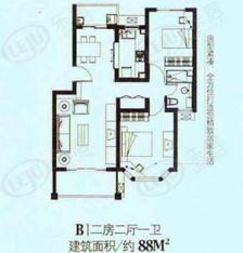 宝地绿洲城一期房型: 二房;  面积段: 88.31 －102.85 平方米;户型图