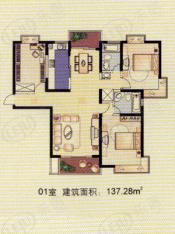 桃源兴城苑(二期)东块房型: 二房;  面积段: 92.02 －137 平方米;户型图