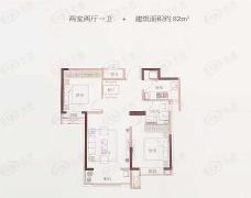 天津正荣府高层82平米 两室两厅一卫户型图